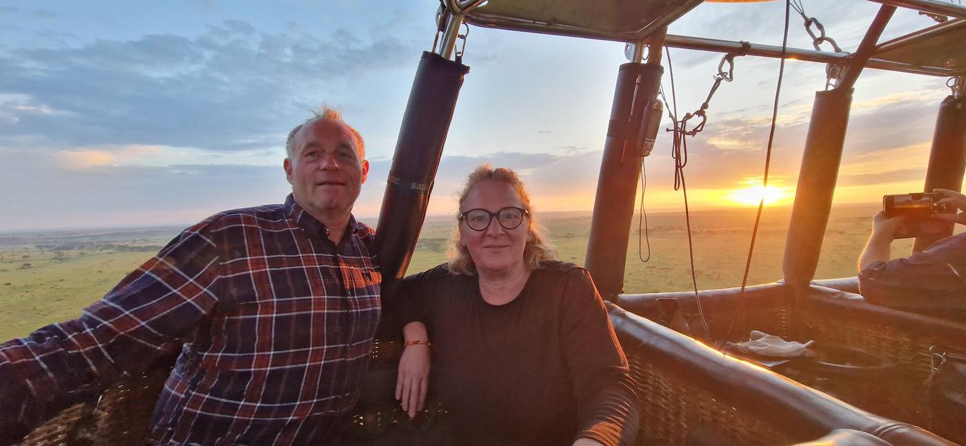 Dans la nacelle au lever du soleil